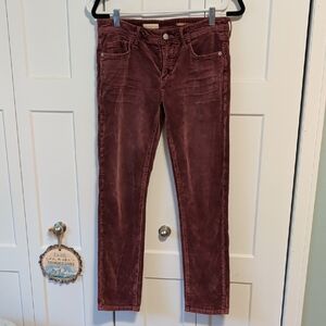 Pilcro Corduroy Ankle Jeans in Deep Red